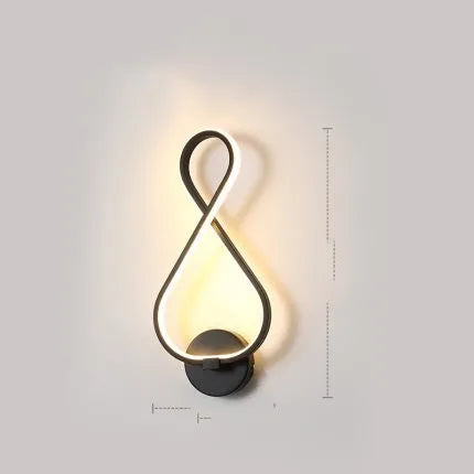 Nordic minimalist LED wall lamp with silicone shade in black, white, wavy, note or rich designs