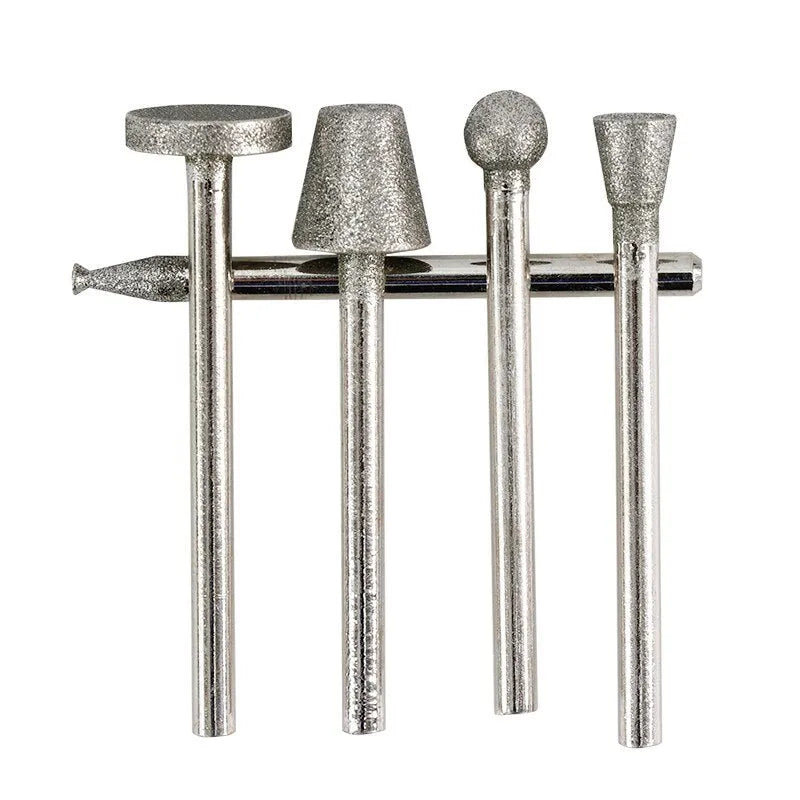 Alloy grinding head set with elliptical cone shapes for glass and stone work