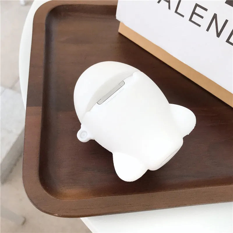 Cartoon aircraft headset design silicone AirPods protective case with flip closure and hook