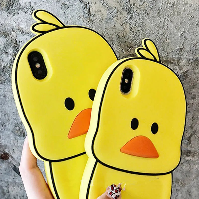 Green silicone iPhone case with cartoon animal design showing front and back views