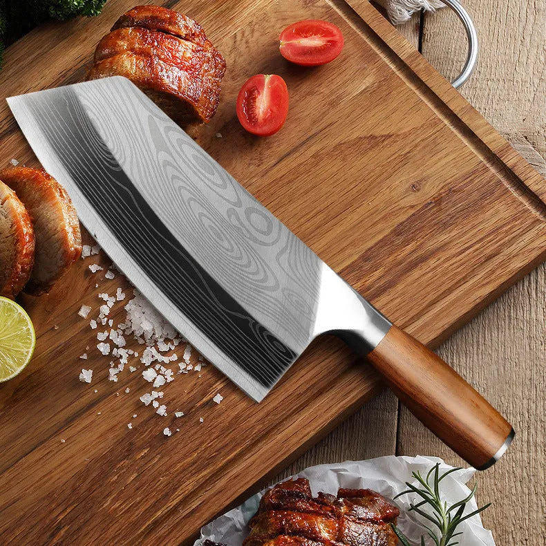 Stainless steel kitchen knife with 40cr13 steel blade, 320mm long.