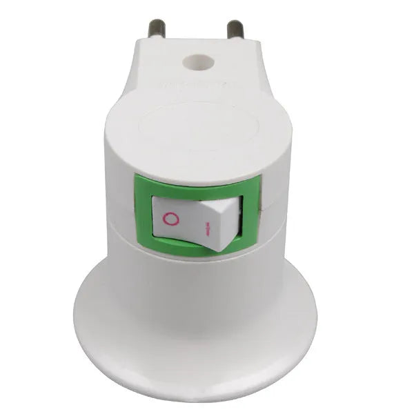 White E27 wall plug-in lamp holder adapter with switch for AU EU US sockets
