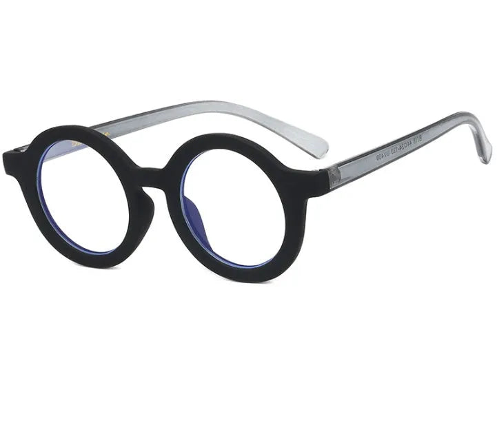 Retro round plastic frame glasses in six colour options with UV400 protection lenses