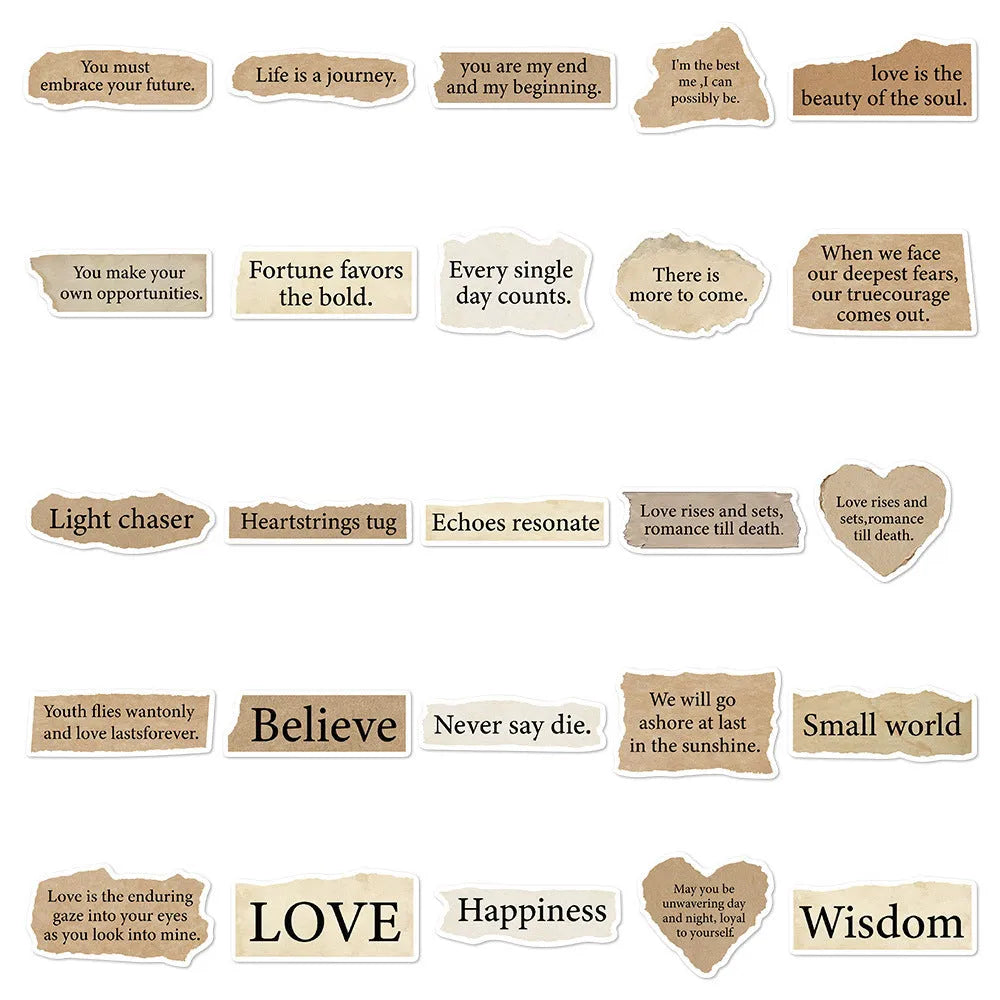 Tear English pattern decorative stickers set with reusable adhesive