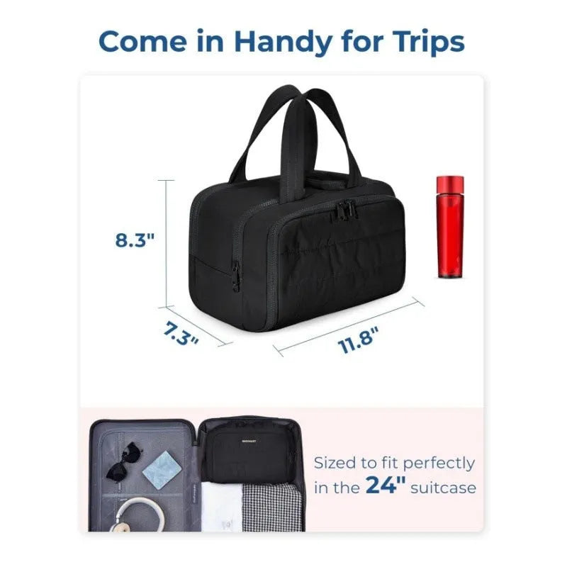 Large lightweight travel toiletry bag in a choice of colours with wide open top.