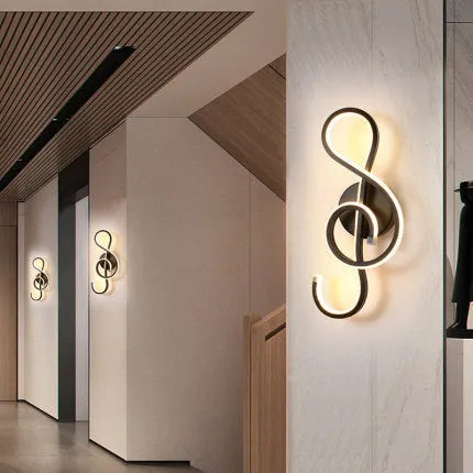 Nordic minimalist LED wall lamp with silicone shade in black, white, wavy, note or rich designs