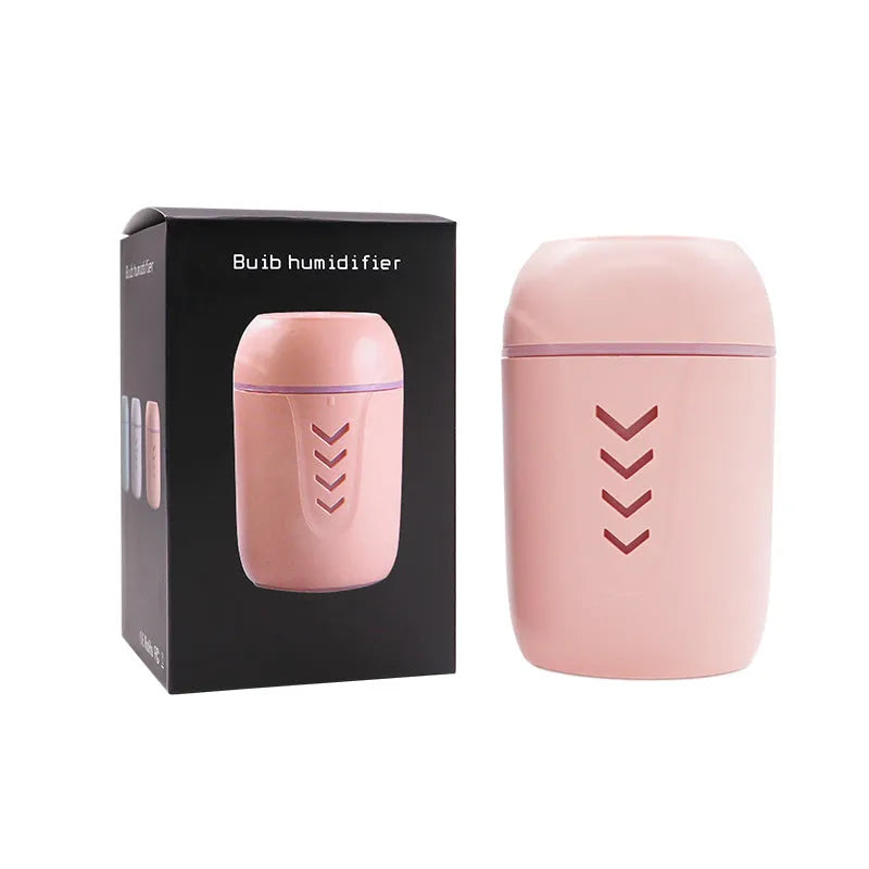 Portable car humidifier in columnar design with 200ml capacity and aromatherapy function