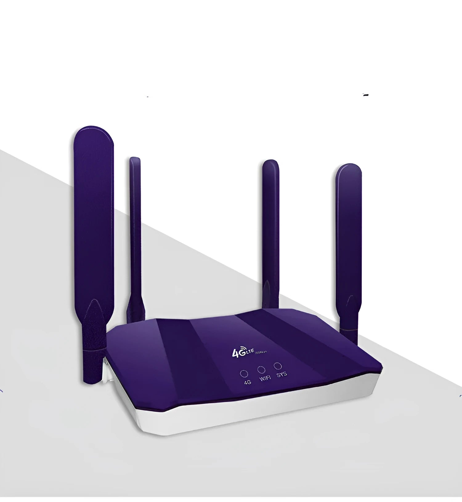 Blue 4G All Netcom dual mode router with four antennas showing front panel indicators