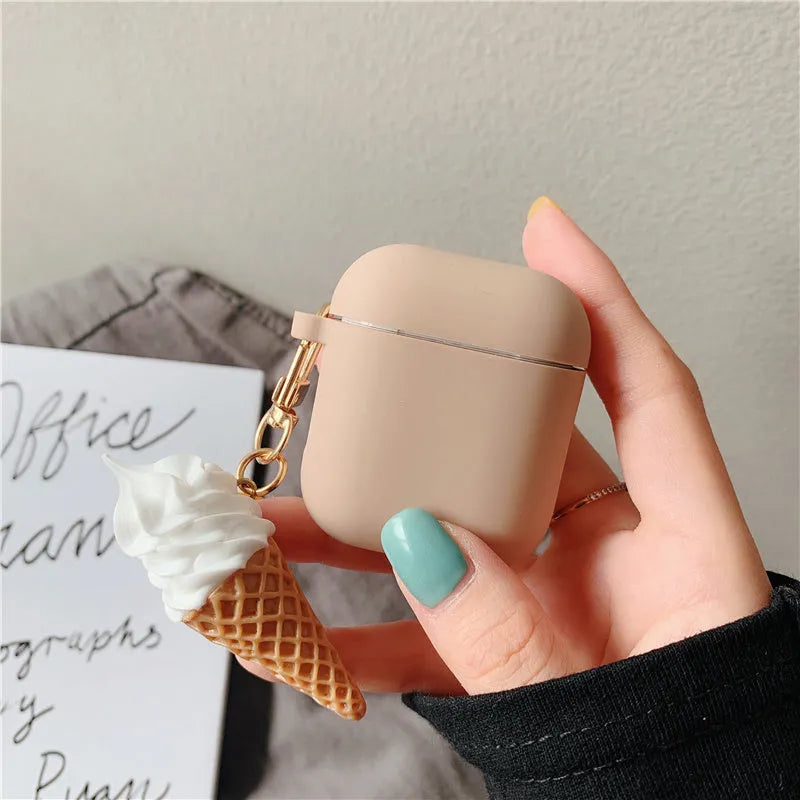 Transparent cylinder ice cream style silicone case for AirPods 2 wireless earbuds