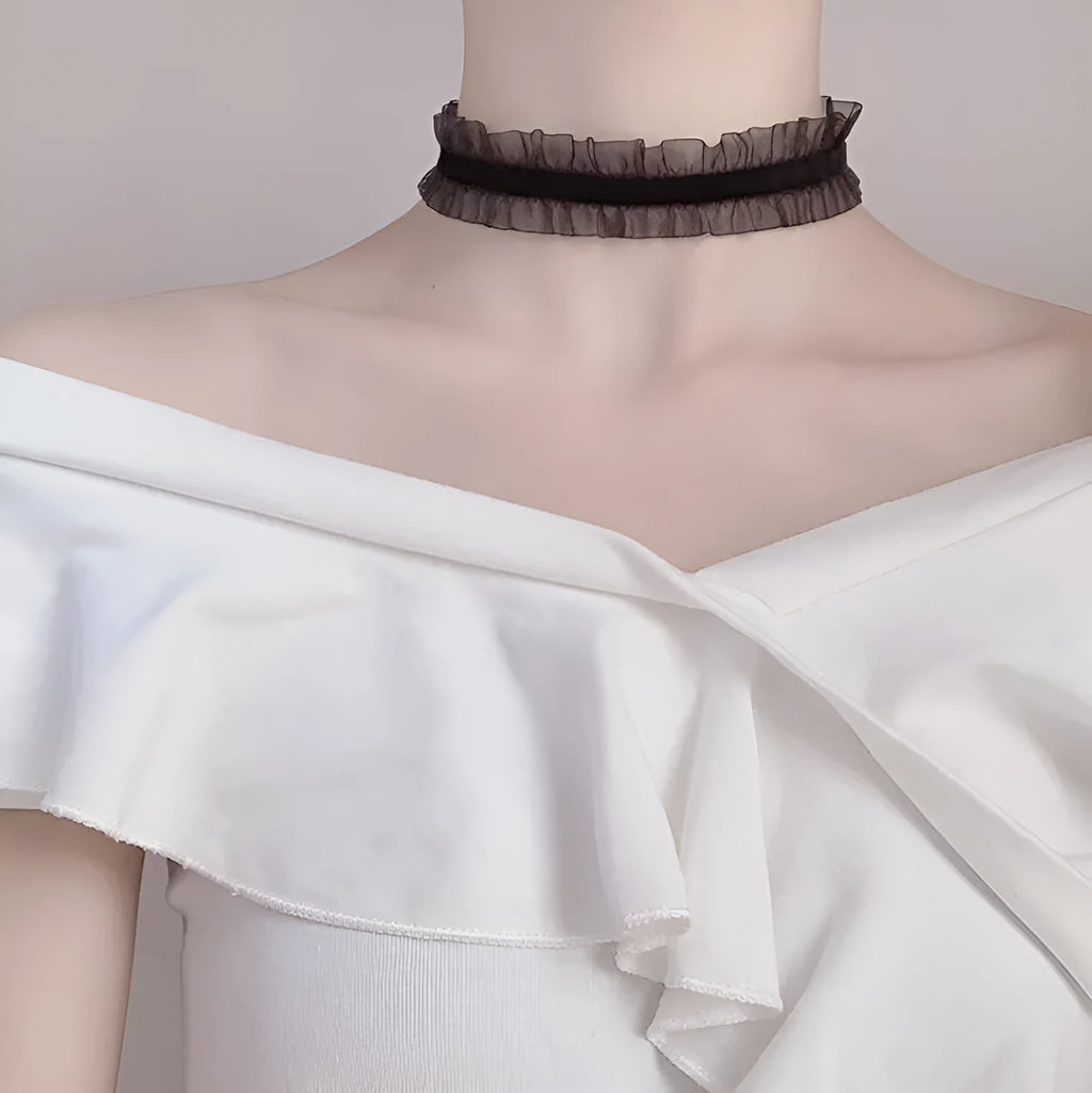 Alloy velvet ruffled flower pendant on snake bones chain clavicle necklace in light coffee colour