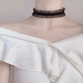 Alloy velvet ruffled flower pendant on snake bones chain clavicle necklace in light coffee colour