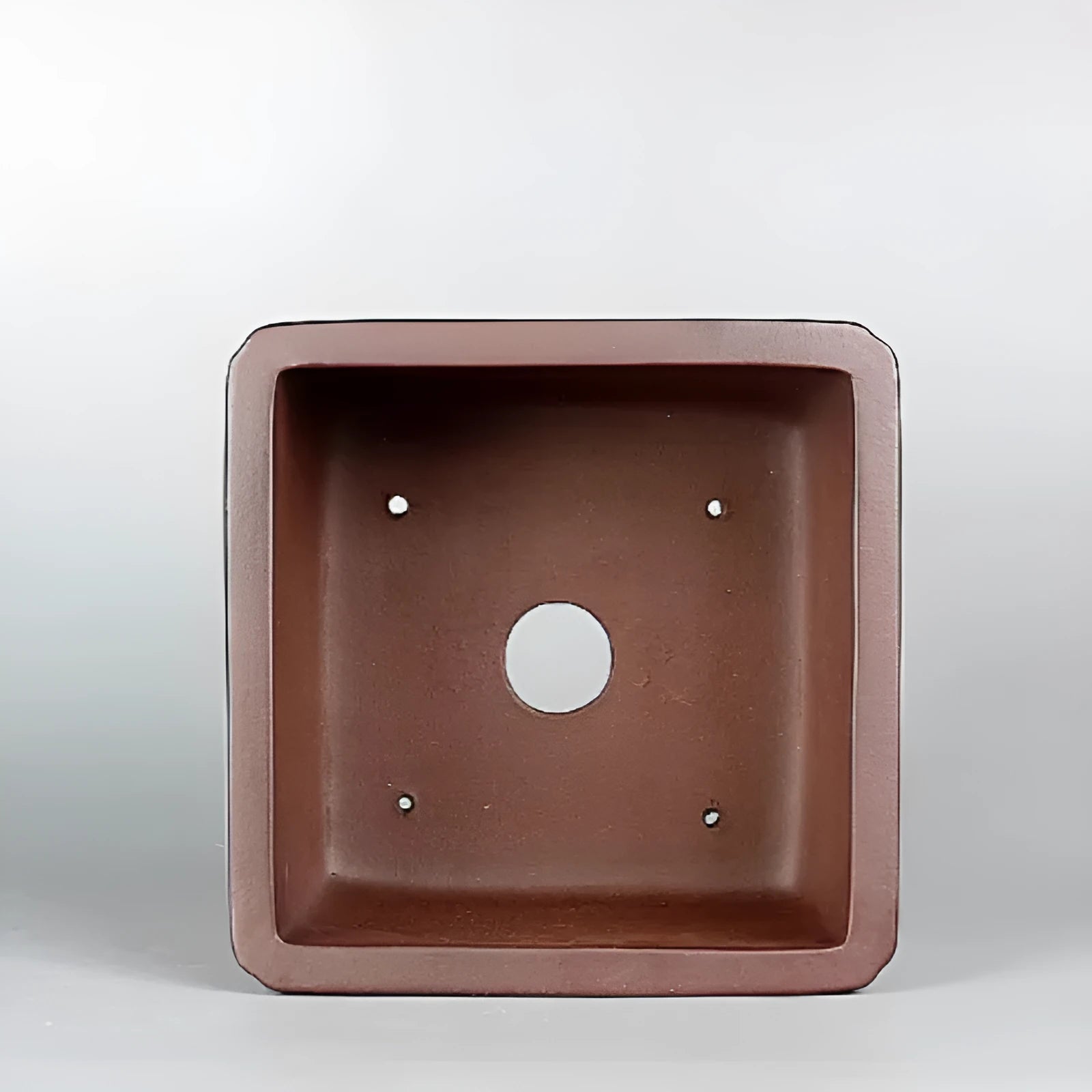 Brown handmade purple clay square flower pot with classical antique styling