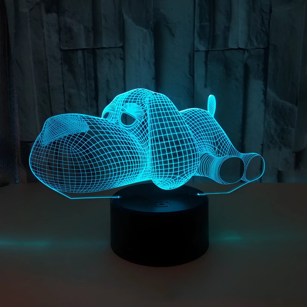 Doggo Desktop Lamp showing 3D illusion effect with multiple colour options