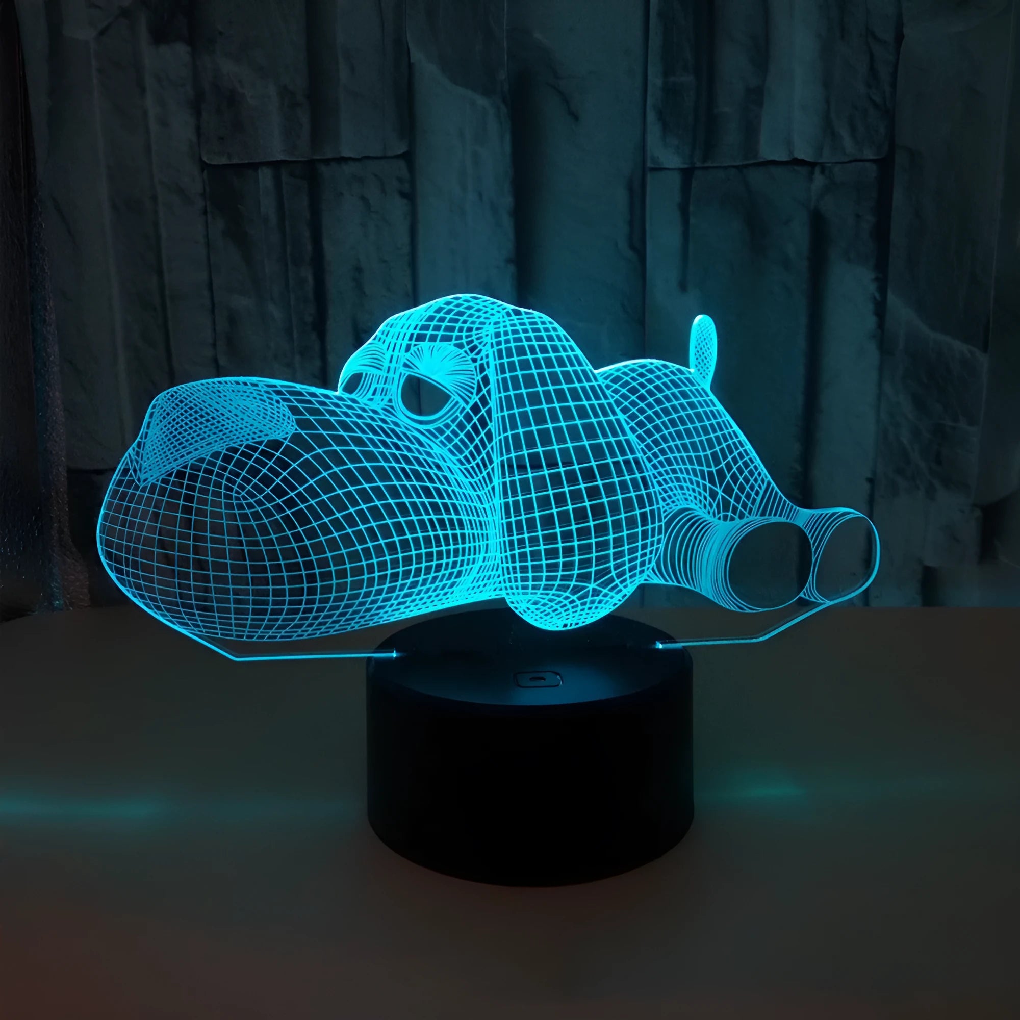 Doggo Desktop Lamp showing 3D illusion effect with multiple colour options