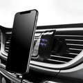 Glory black car phone holder mounted to car air vent with mobile device securely attached