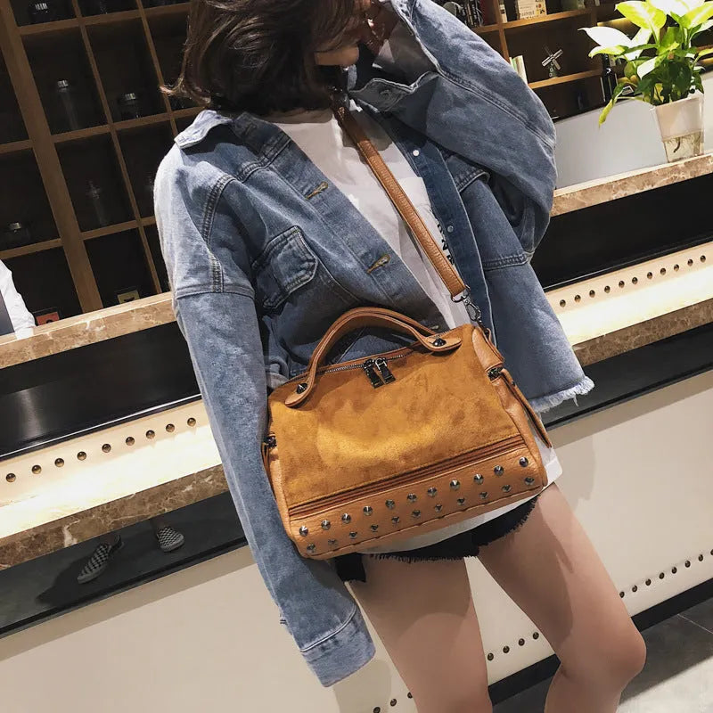Soft PU women's casual tote shoulder bag in black, brown or grey with smooth zipper