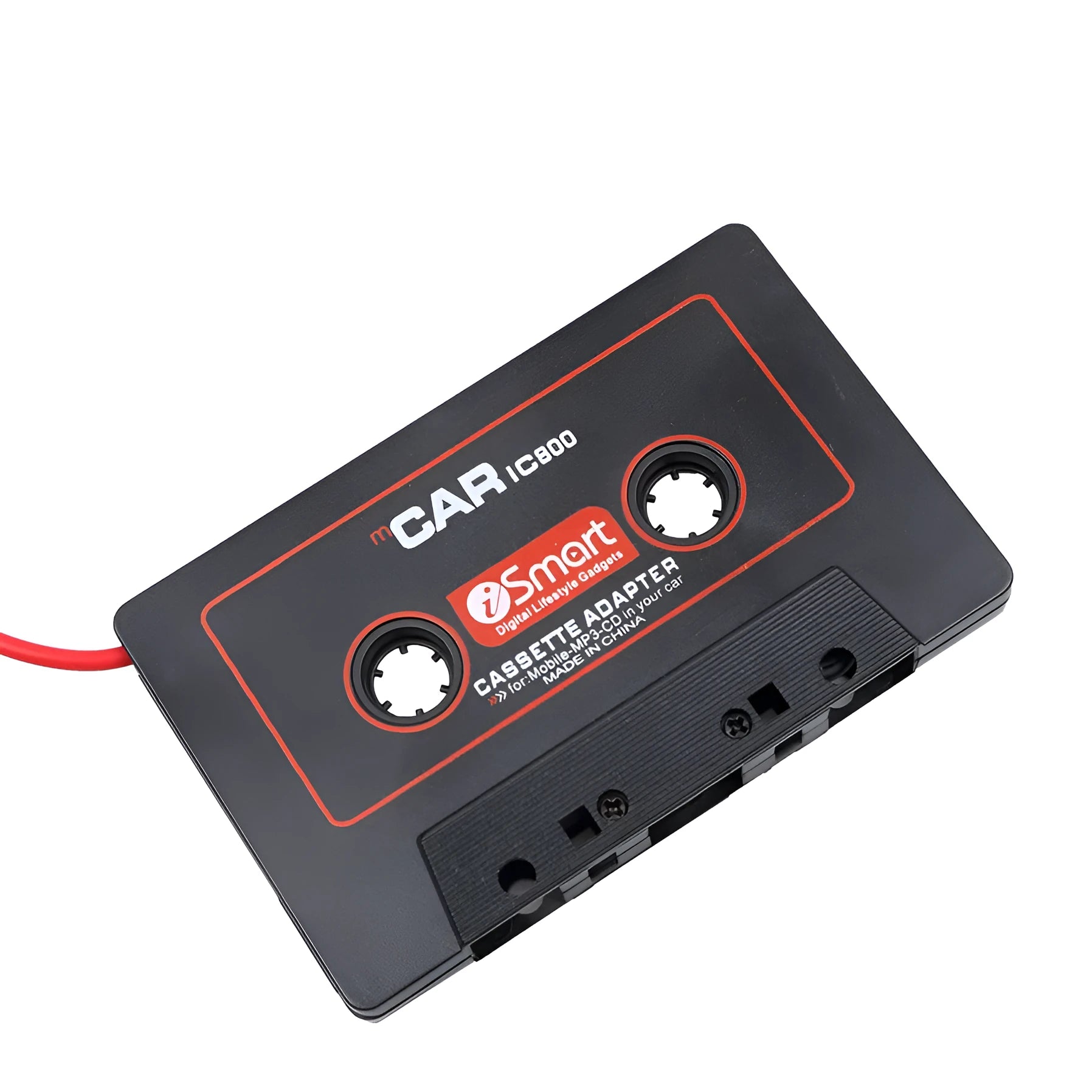 Black cassette adapter for car stereo connecting MP3 MP4 players via 3.5mm jack