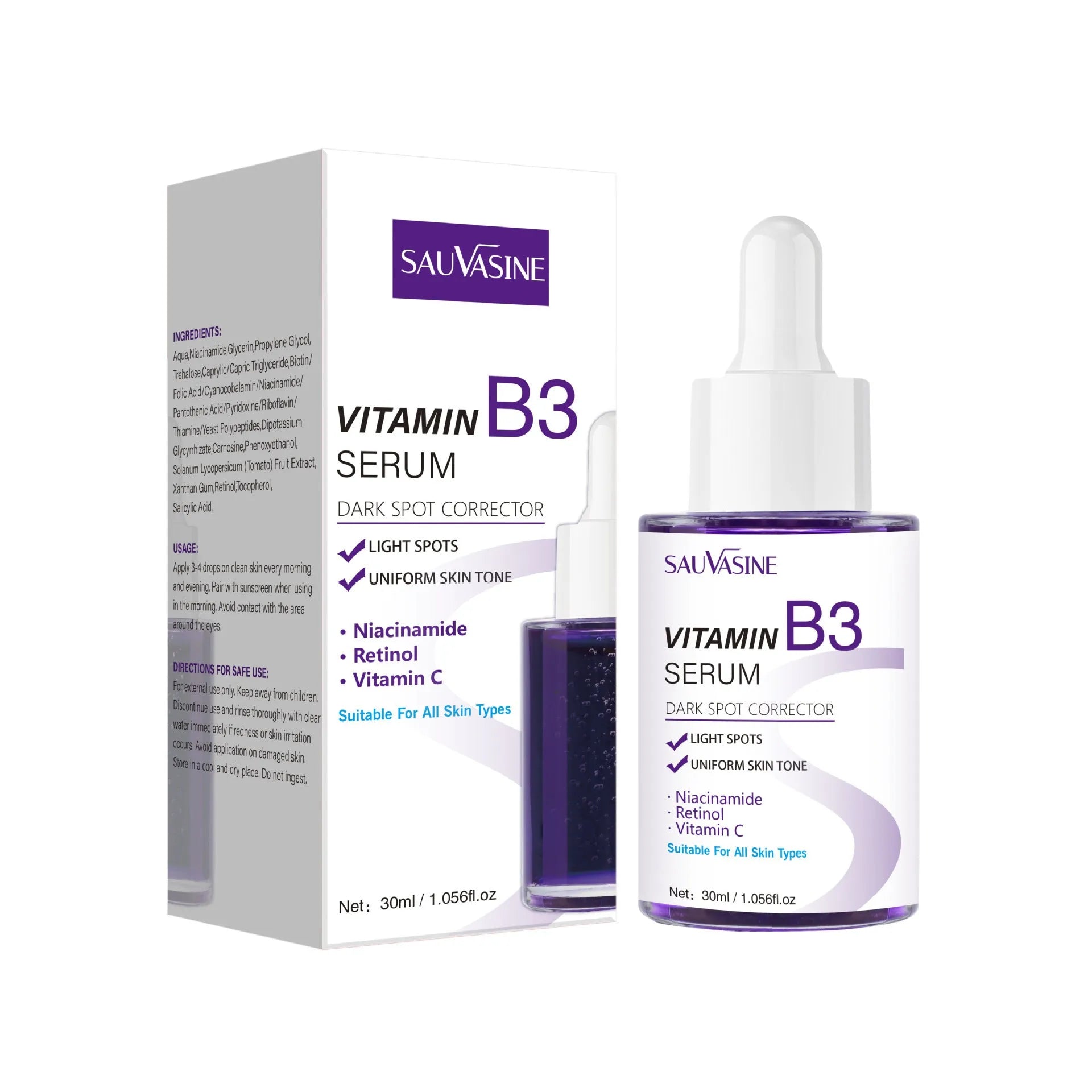 30ml Vitamin B3 facial essence bottle for nourishing moisturising and firming
