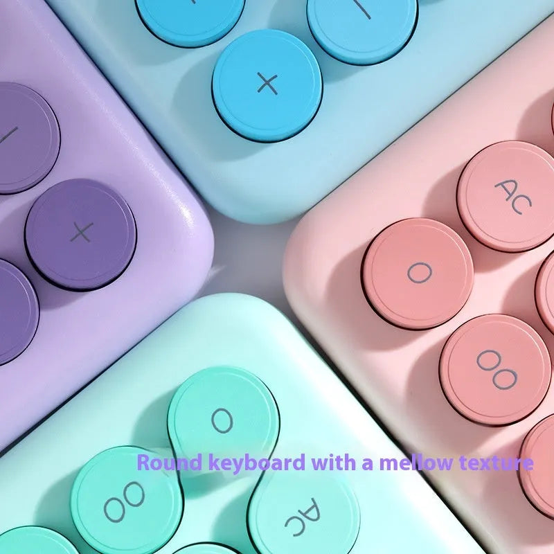 Gradient colour desk calculator with large display on desk