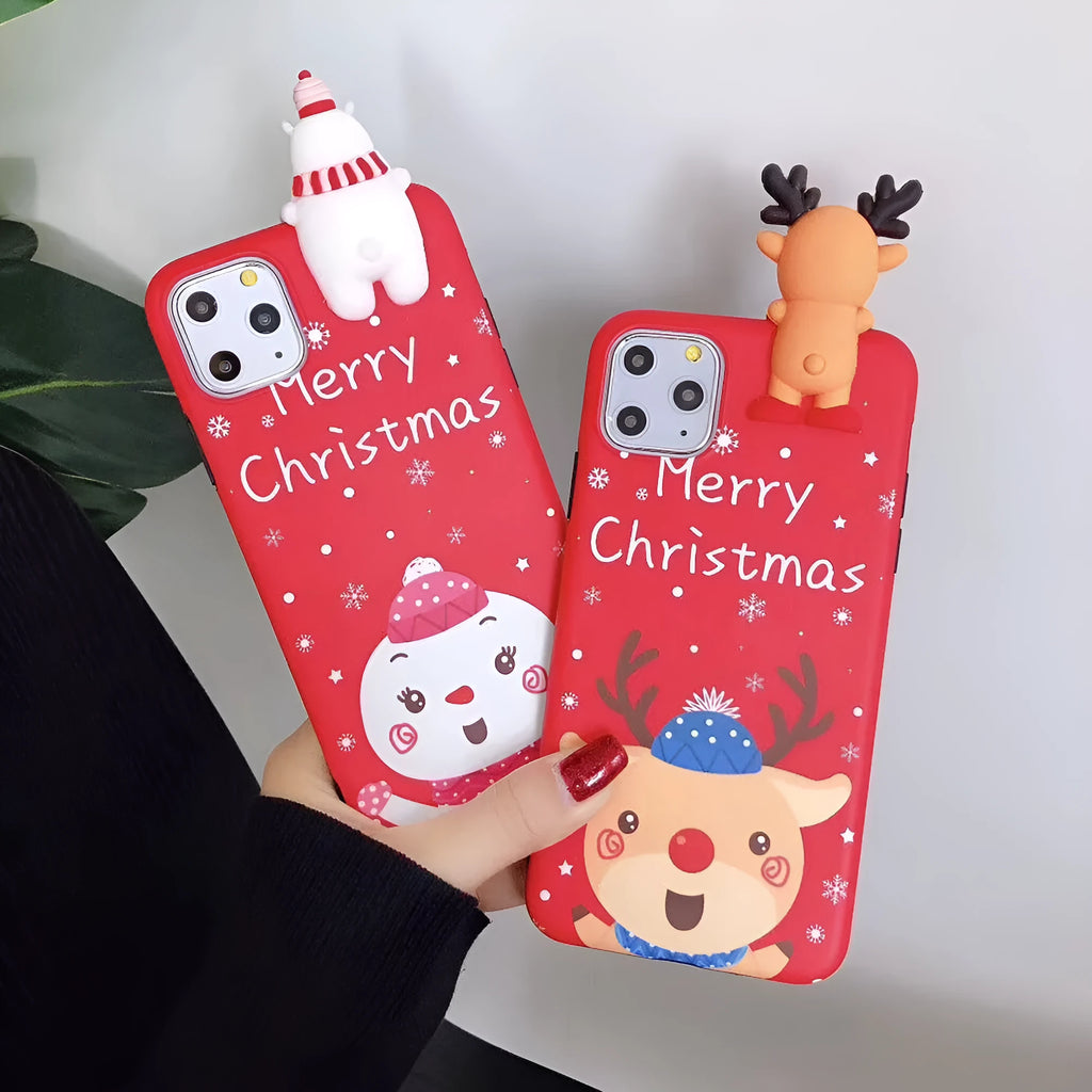Christmas silicone back cover case for iPhone with festive design