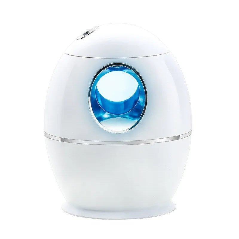 White columnar household air disinfection humidifier with USB cable on a table