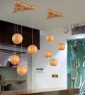 Nordic style solid wood ball chandelier pendant light with adjustable cord