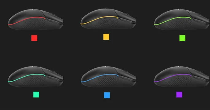 Black wired gaming mouse with 5000 DPI sensor, 9 buttons, USB cable and four-way scroll wheel for desktop PC