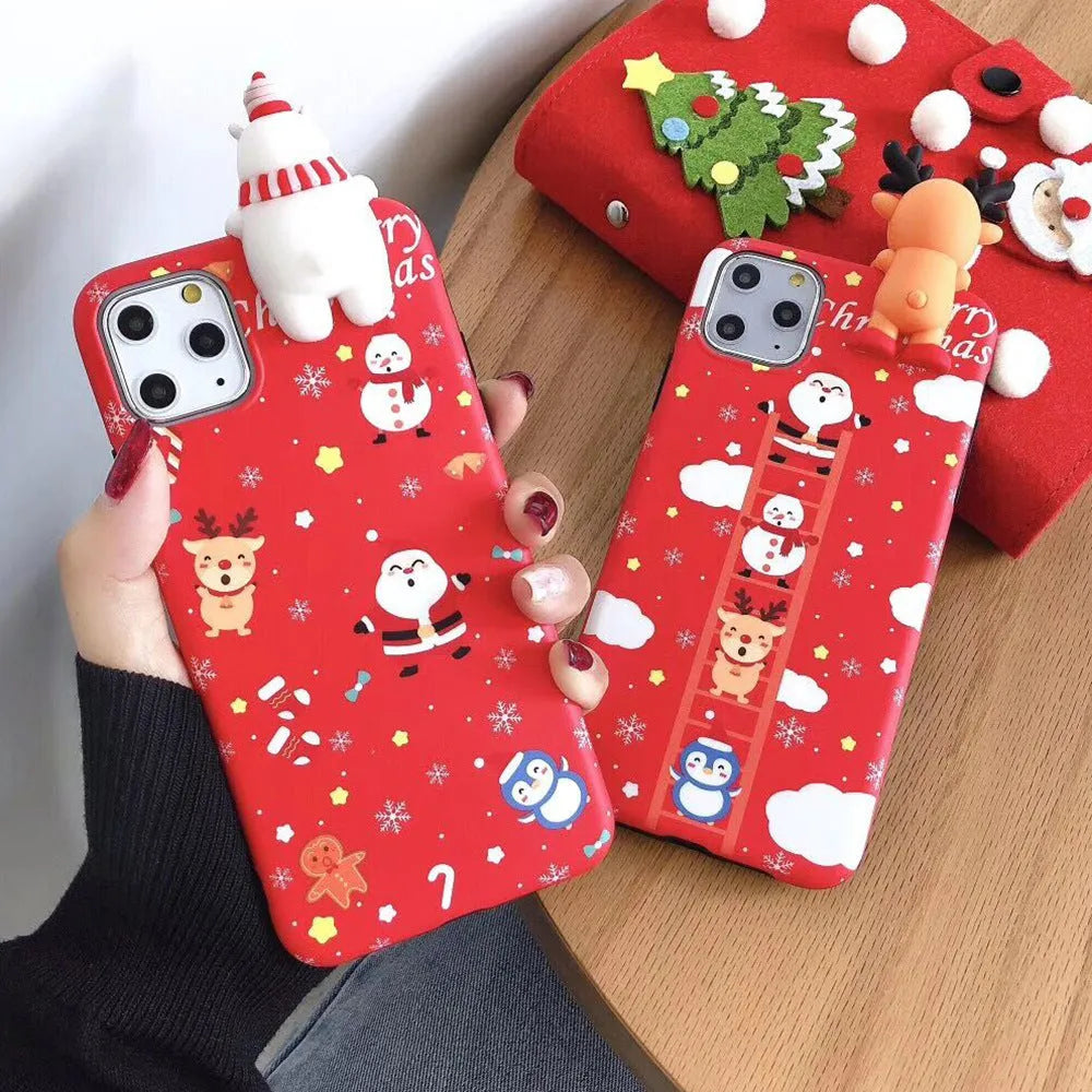 Christmas silicone back cover case for iPhone with festive design