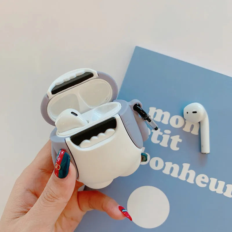 Silicone protective covers for AirPods 1 and 2 wireless earphones with shark fin design