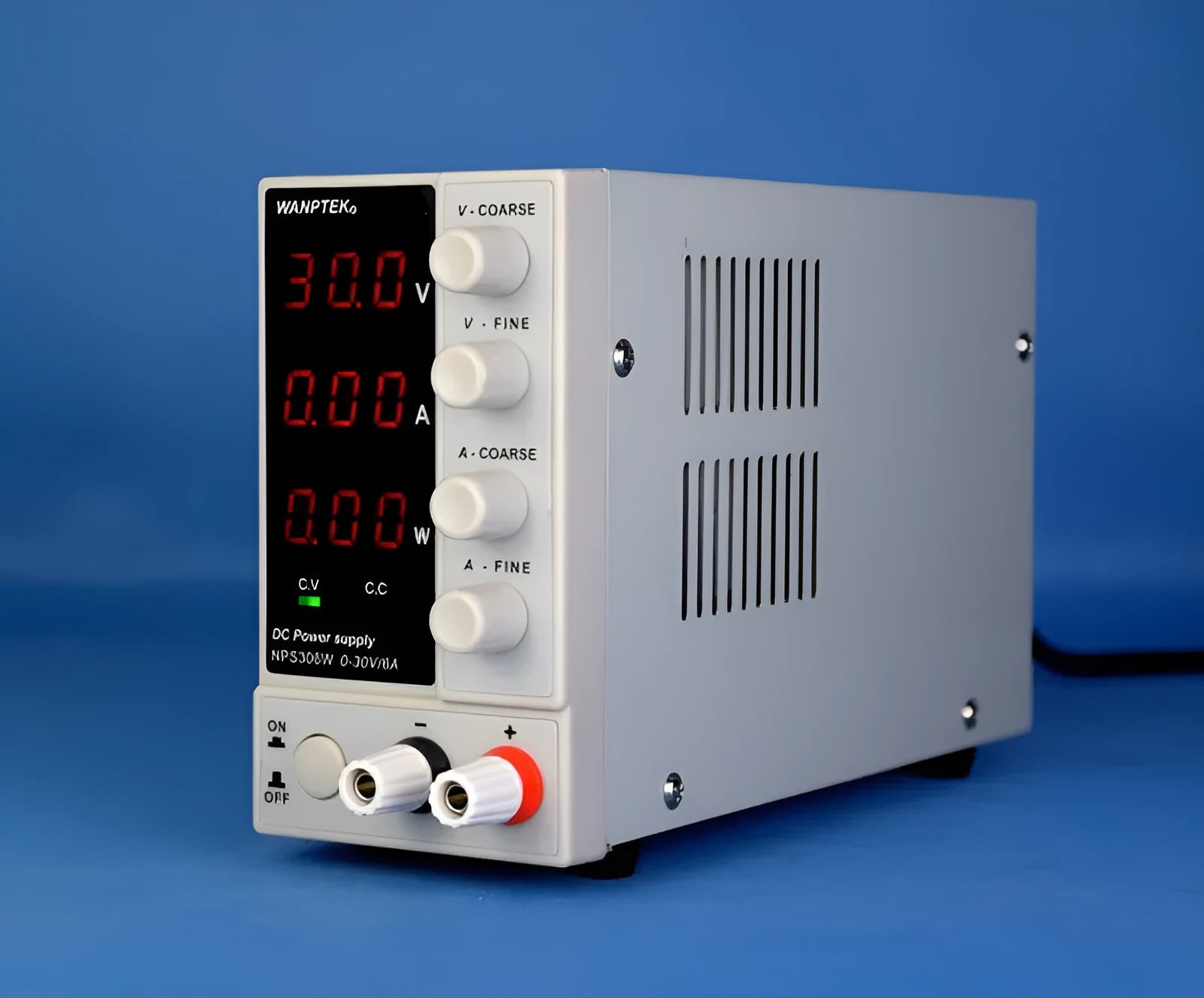 White adjustable DC bench power supply model S605W with 60V 5A output for mobile phone and notebook repair.