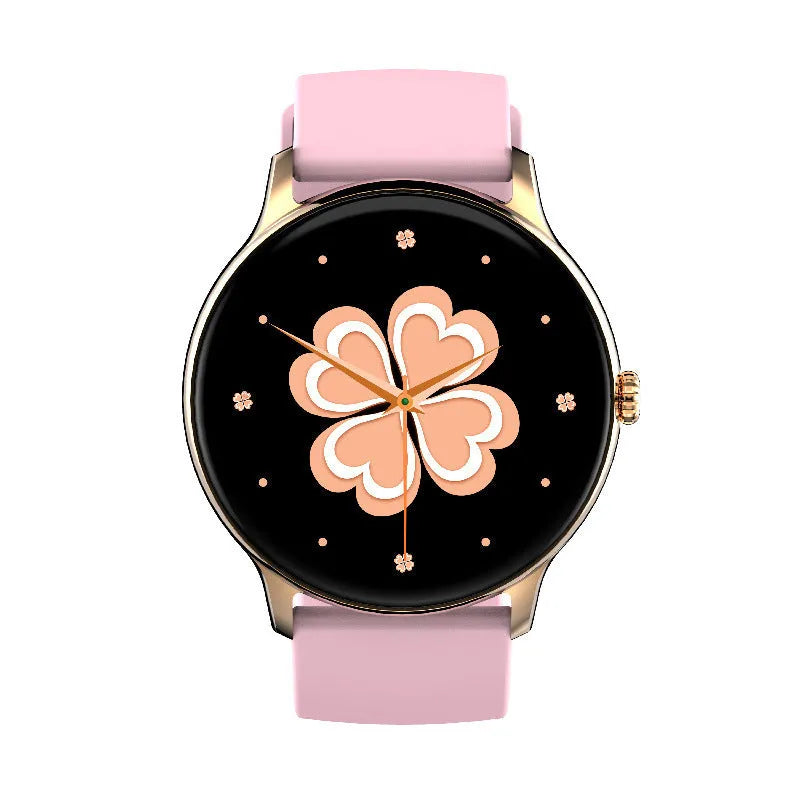 Blood pressure monitoring smart watch with 1.28-inch touch screen and silicone wristband