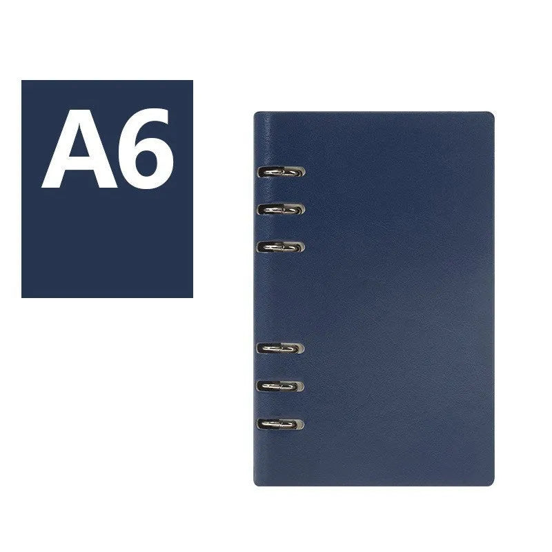 Loose-leaf notebook with imitation leather cover in red blue black brown seaweed green colours