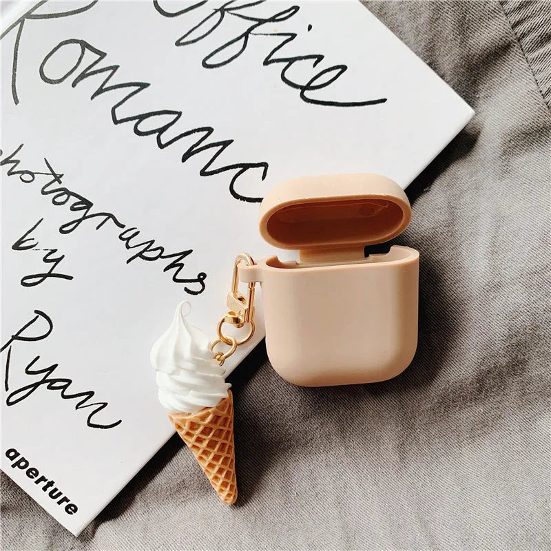 Transparent cylinder ice cream style silicone case for AirPods 2 wireless earbuds