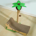 Wooden beach chair designed for cats, featuring a climbing frame, integrated scratch board, and hemp mat.