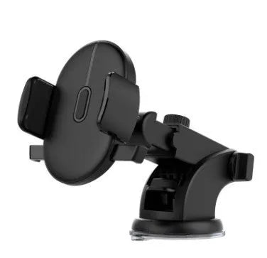 Yellow and black telescopic car phone holder with suction cup mount extended on dashboard