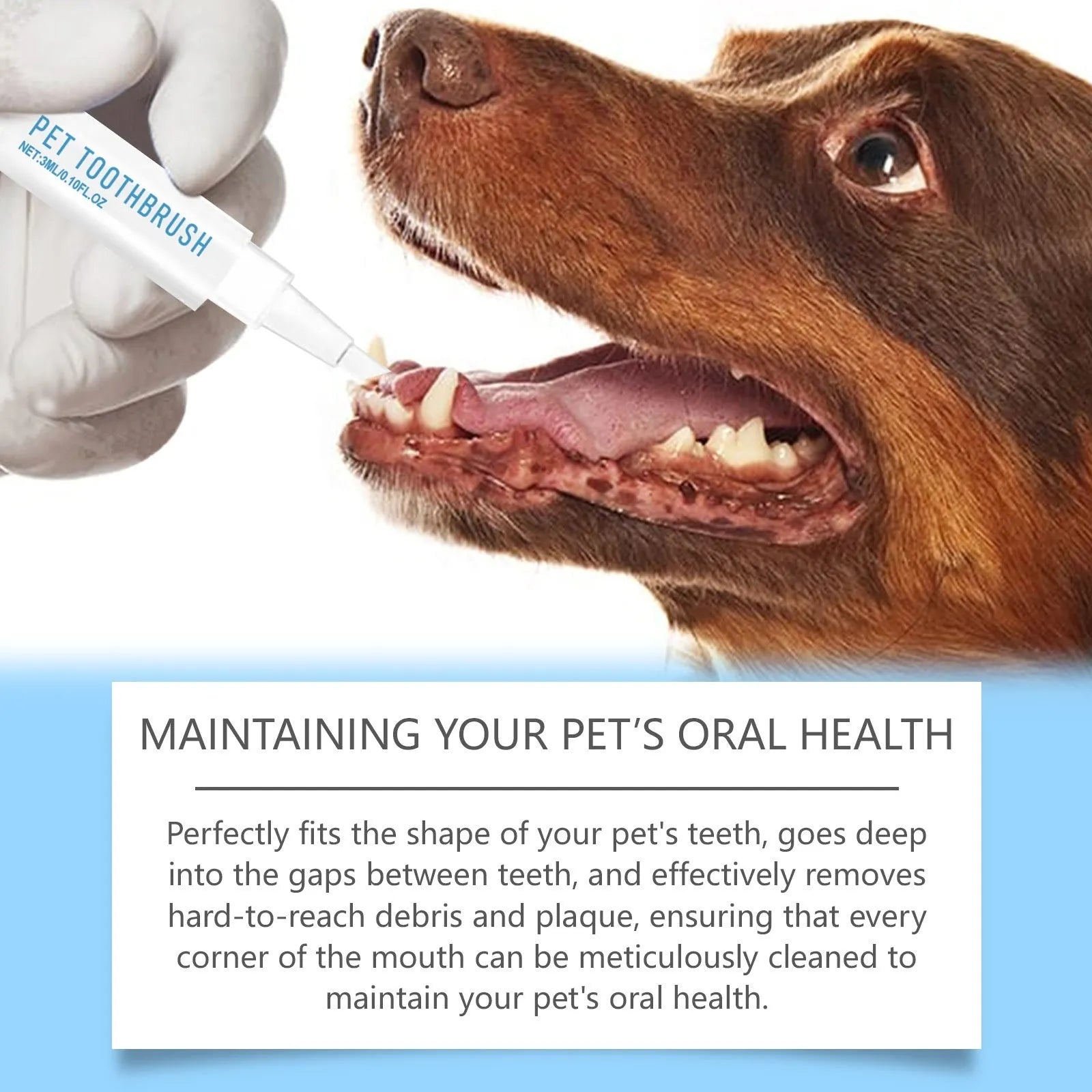 White disposable pet toothbrush pen with 3ml toothpaste for dog and cat dental cleaning