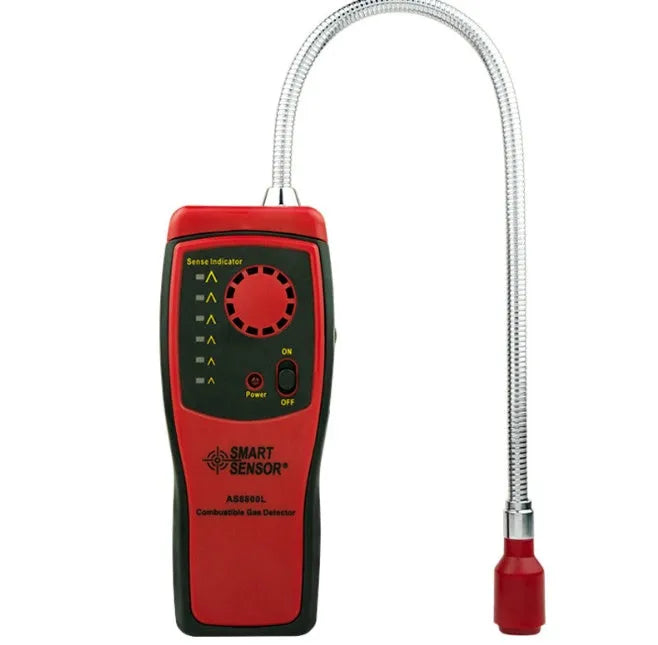 AS8800L portable flammable gas detector with LED display and alarm lights.