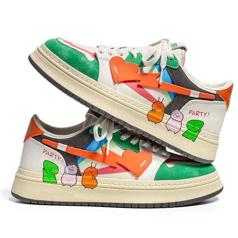 Casual lace-up sneakers in youth fashion style with simple plain design on white background