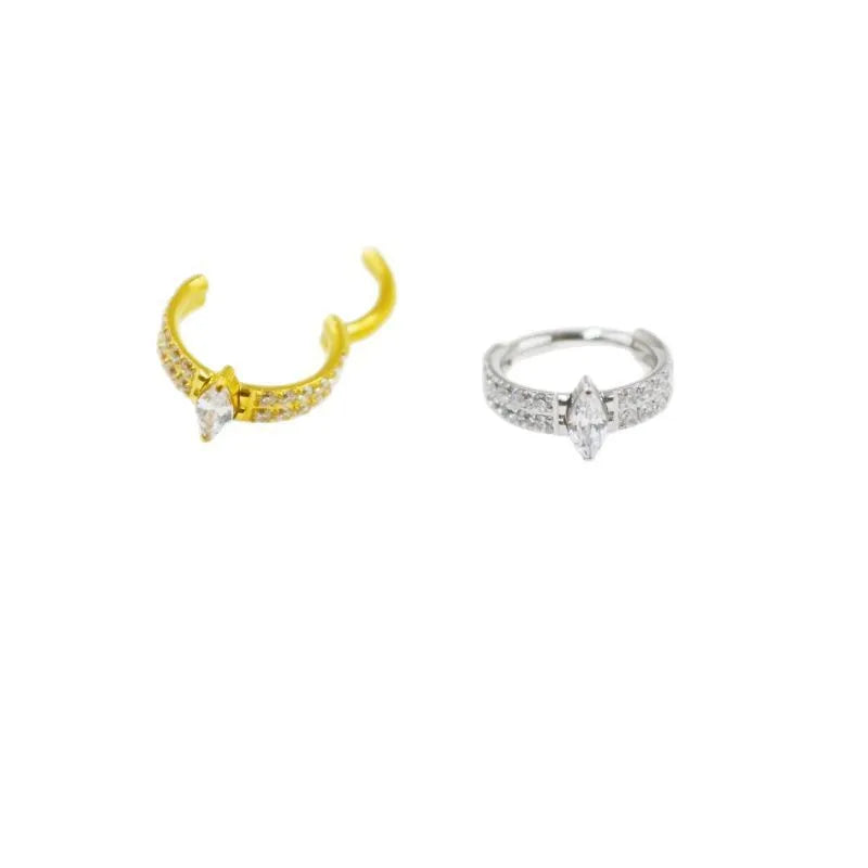 316L titanium steel heart-shaped earrings with zircon stones in 1.2x8mm size