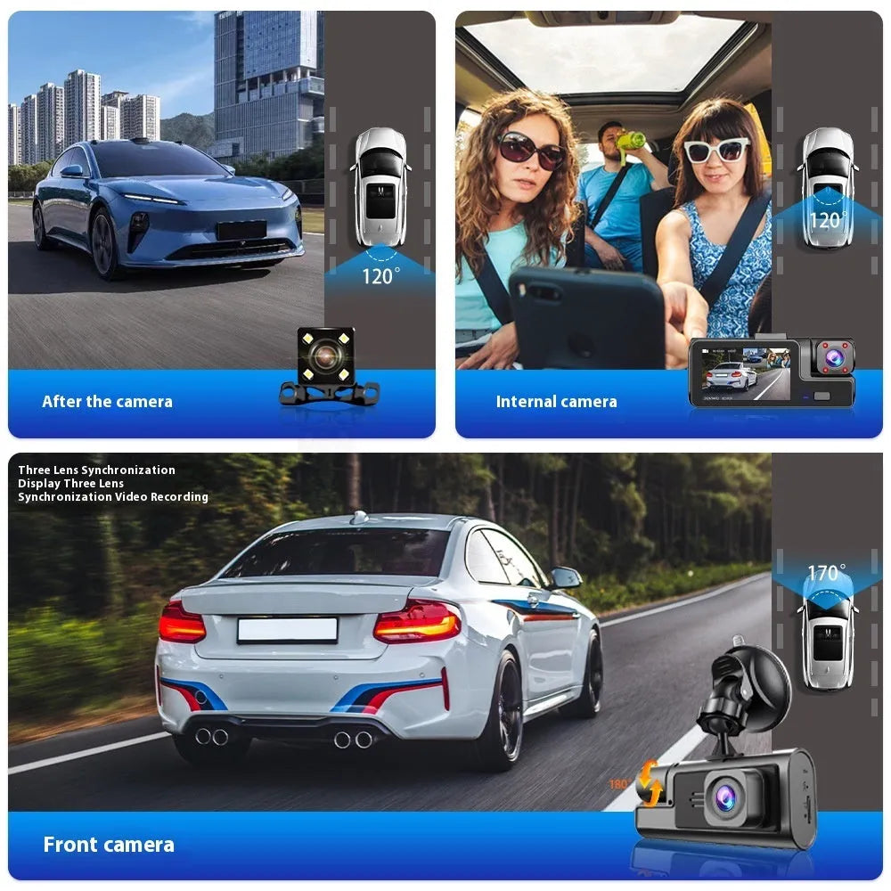 Black WiFi driving recorder with 2-inch screen mounted on a car windscreen.