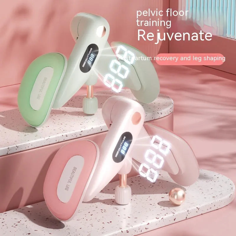 Grey pelvic floor muscle trainer with counting display for rehabilitation exercises