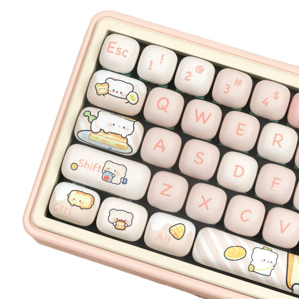 MOG steamed bread bear mechanical keyboard key cap full set with 143+3 PBT thermal sublimation caps