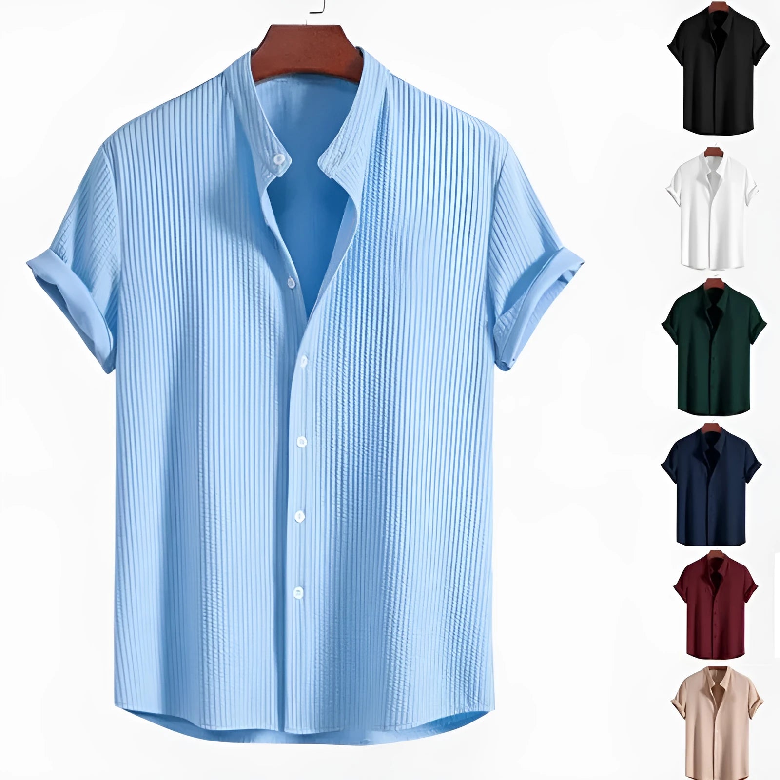 Men's loose fit short sleeve summer shirt in polyester available in multiple colours and sizes