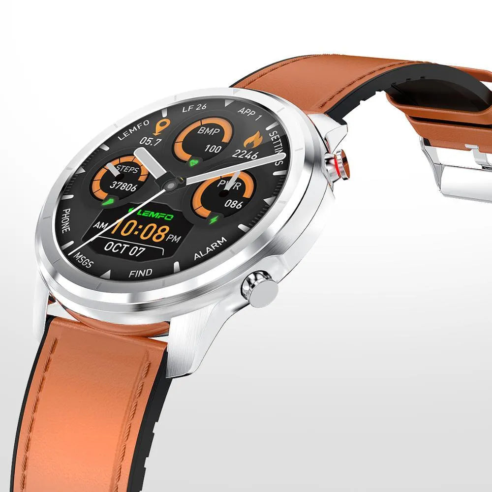LEMFO LF26 smart bracelet with 1.3-inch display showing touch and button operation in black colour