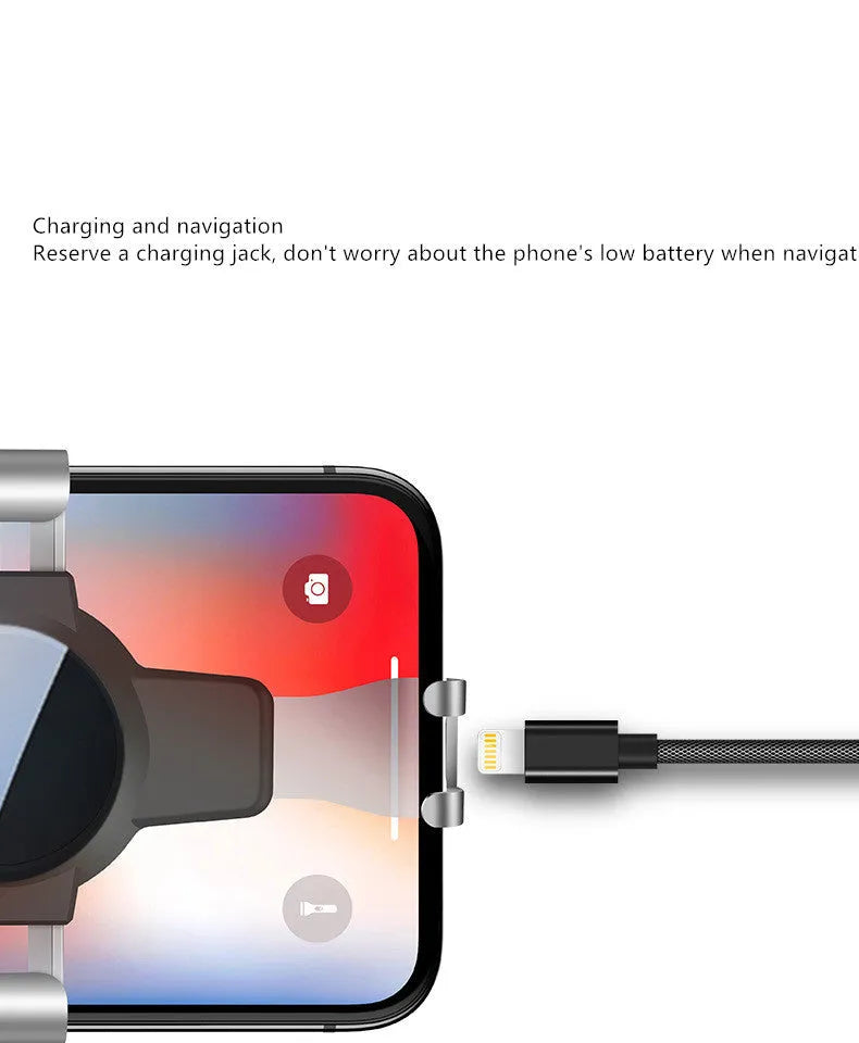 Black S4 gravity mirror ABS car air vent mobile phone holder for 4-6.4 inch devices.