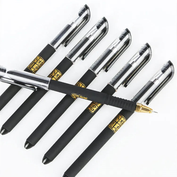 Carbon black gel pen multipack with quick-drying ink and anti-fatigue grip
