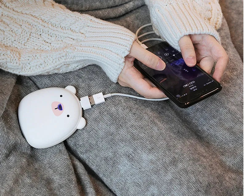 Cartoon penguin and polar bear USB rechargeable hand warmers with power bank function