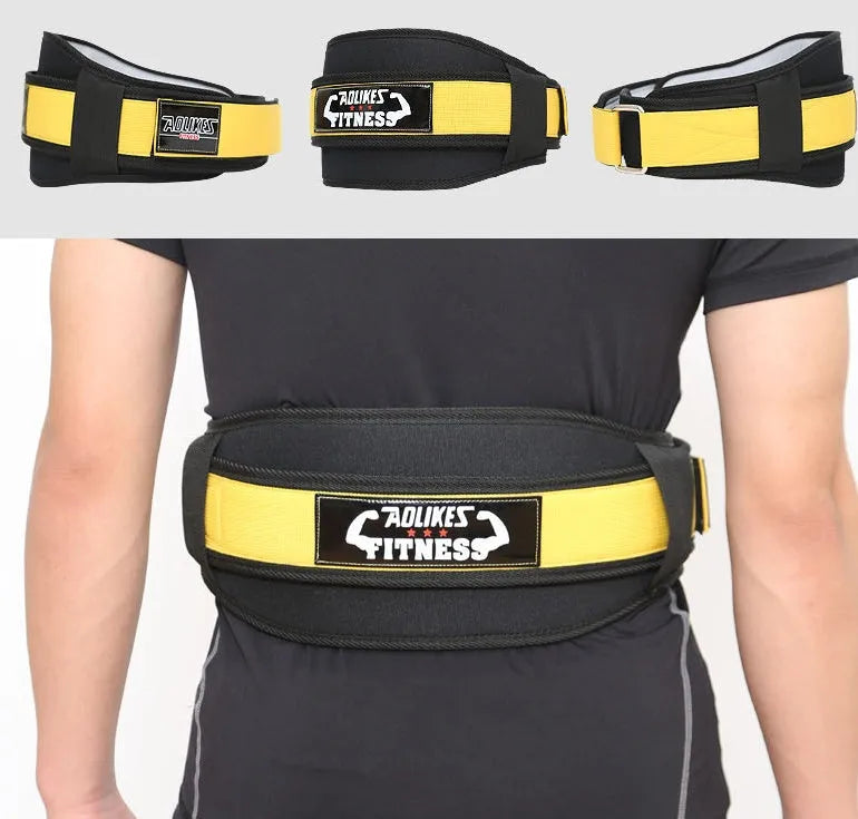 Nylon fitness weightlifting waistband with adjustable closure in black colour