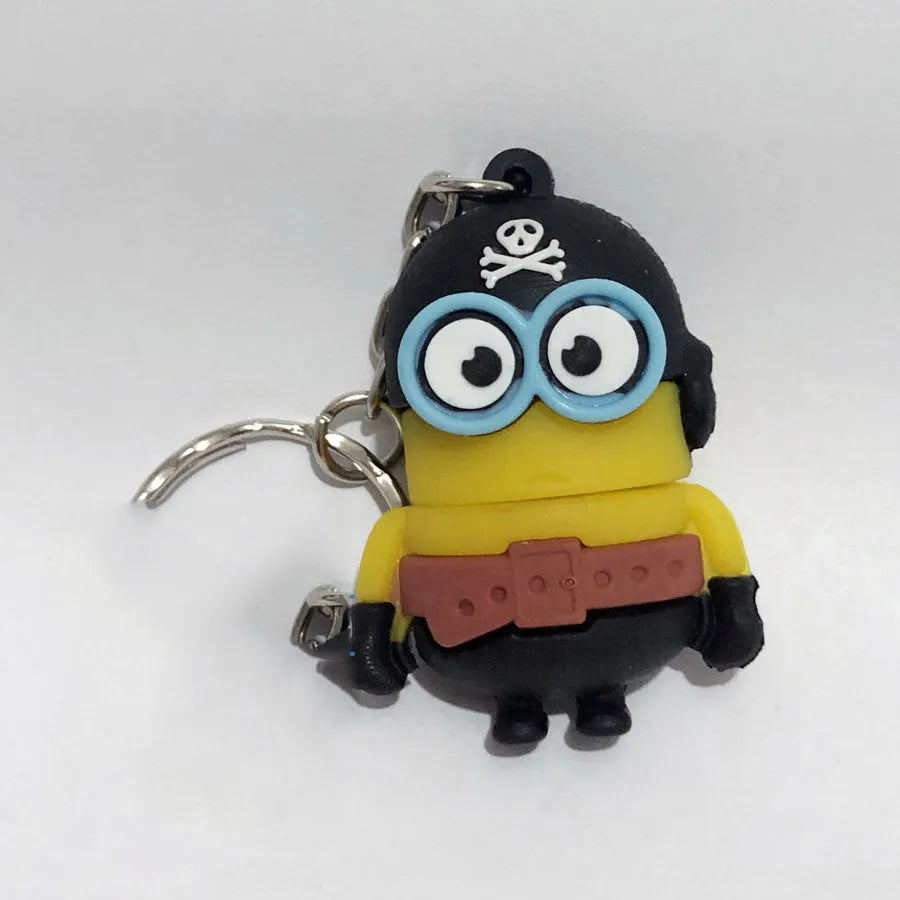 Halloween-themed skeleton skull USB flash drive with chain, showing detailed PVC cartoon design.