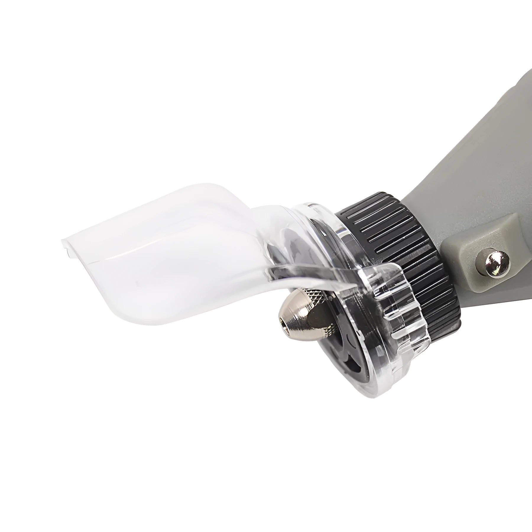 Transparent Delta face shield protective cover with 17.5-19mm thread port for grinding and splash protection.